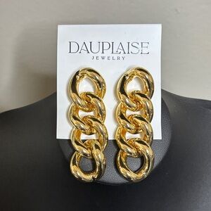 Dauplaise Chunky Gold Tone Chain Drop Statement Earrings NWT